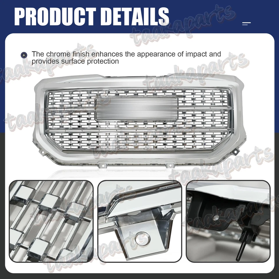 Chromed Grille For 2016 2017 2018 GMC Sierra 1500 Front Upper Grill 2019 Limited Foto 3 de 4