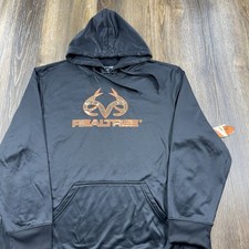 Realtree Hoodie Mens XL Black Sweatshirt Deer Bow Hunting Logo NWT Poly Sweater