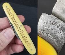 RARE! vintage "Miller Bros Cut Co" Meriden pocket knife New Brunswick Fire Ins.