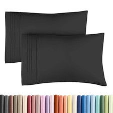 2 Pack Queen Size Pillow Covers, Ultra Soft, Stain Resistant, Black