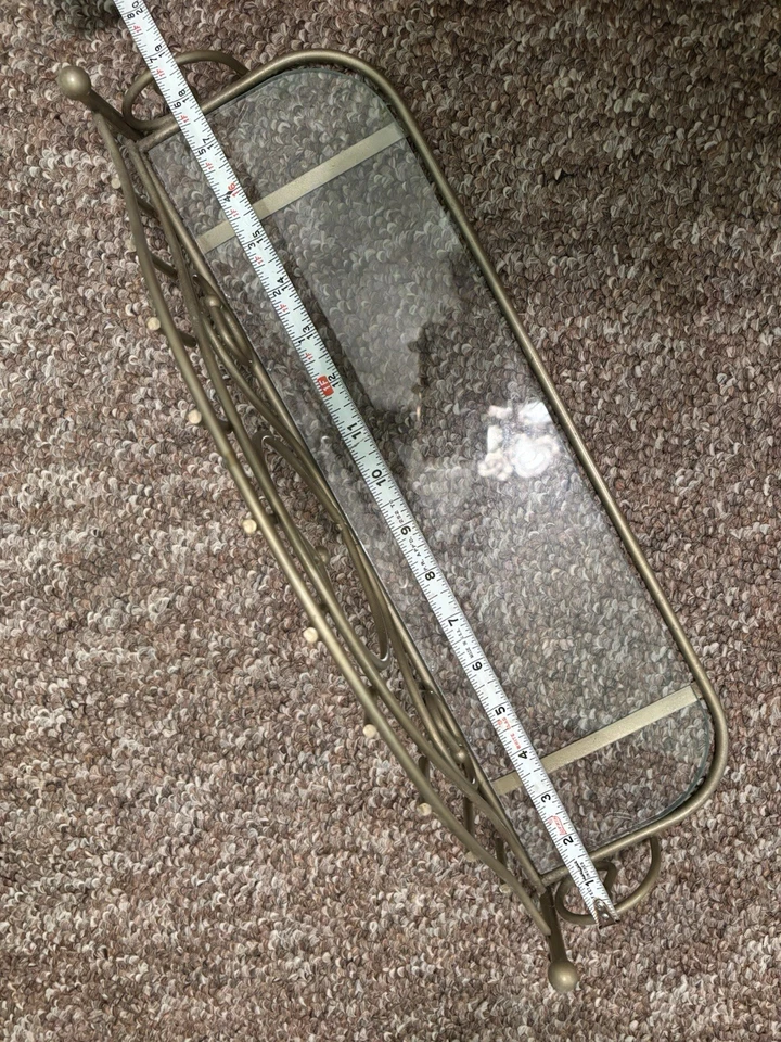 Vintage Metal Wall Shelf, Bathroom Metal and Glass Shelves, Entryway Organizer - Image 3 of 4