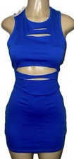 Urban Outfitters Cut-Out Blue Bodycon Mini Dress Size L NWT