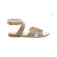 Sole Society Sandal Faux Leather Leopard Print Ankle Strap Women’s Size 9.5M