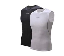  Men's High Wicking Sleeveless Base Layer Cycling Running Large Black&white