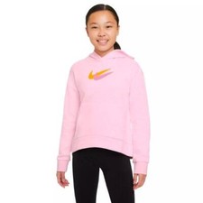 Nike Big Girls Sportswear XL Fleece Printed Long Sleeve Hoodie Pink Foam NWT