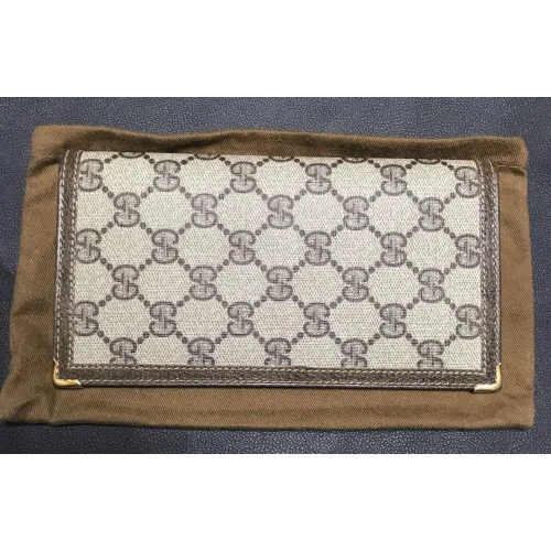 Portefeuille long double pli cuir PVC GUCCI vintage GG Supreme marron 1750