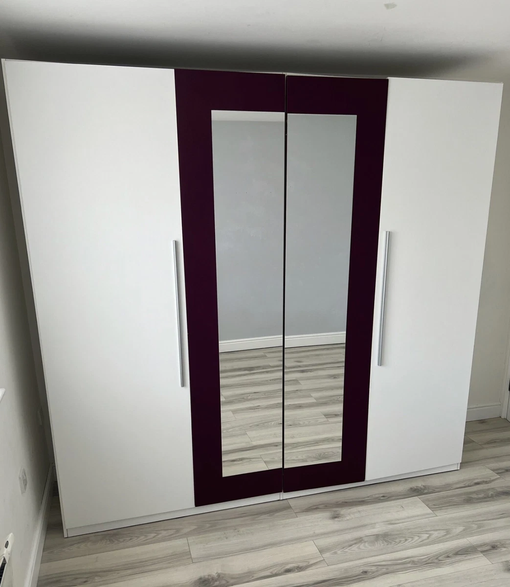 White Plum Modern Italian Wardrobe with Mirrors Length 230cm Height 215cm