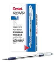 Pentel R.S.V.P. Ballpoint Pens, Fine Point, Blue Ink, Dozen BK90-C 