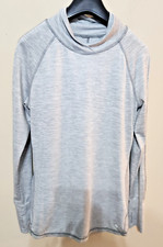 Apana Yoga Active Top Size Small Mock Neck Thumbholes Gray Sweatshirt