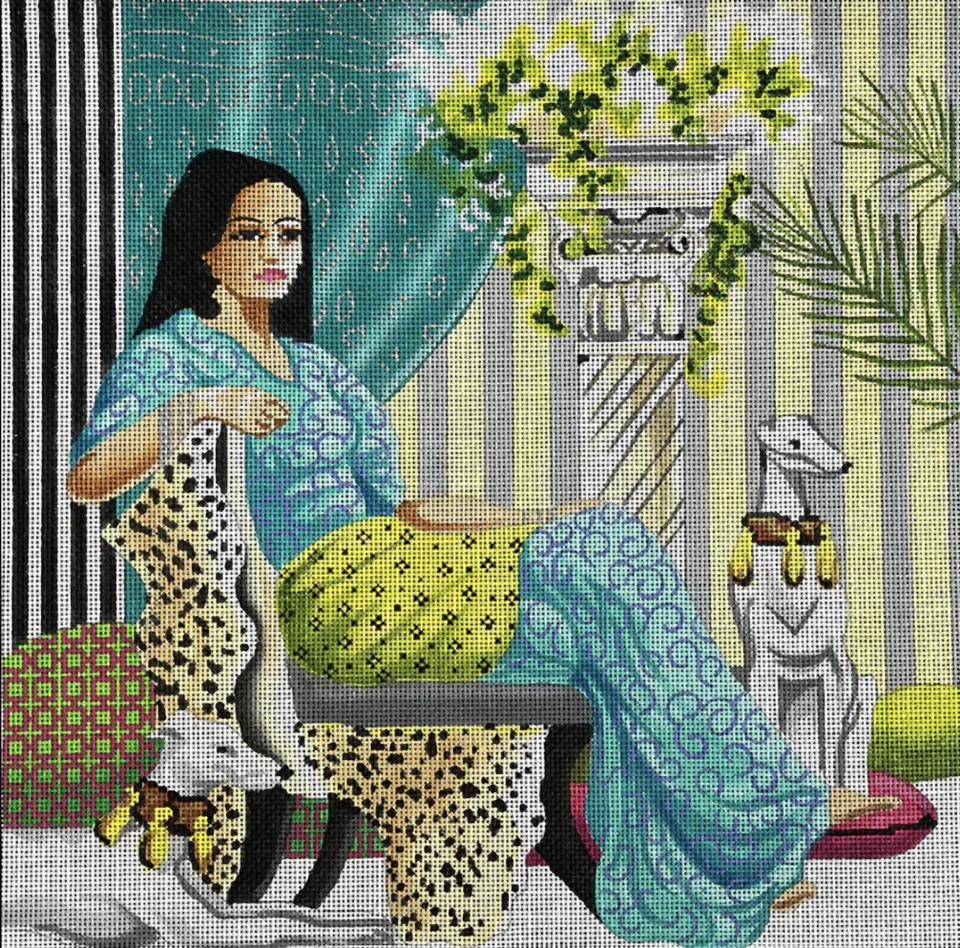 Needlepoint Handpainted Colors of Praise Lady and Whippets PE115 - Image 4 of 4