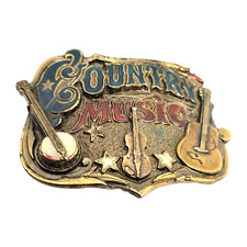1982  The Great American Buckle Co  Solid Brass  Country Music Belt Buckle