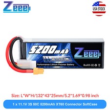 Zeee 3S LiPo Battery 5200mAh 50C 11.1V XT60 for RC Helicopter Airplane Car Quad