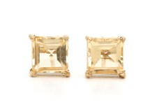 Image of 9ct Gold Citrine Square Studs Earrings Gift Boxed Made in UK