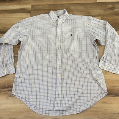 Ralph Lauren YARMOUTHコットンフランネル チェックシャツ Ralph Lauren Shirt Mens 16.5 34-35 Yarmouth Button Down Gray Blue