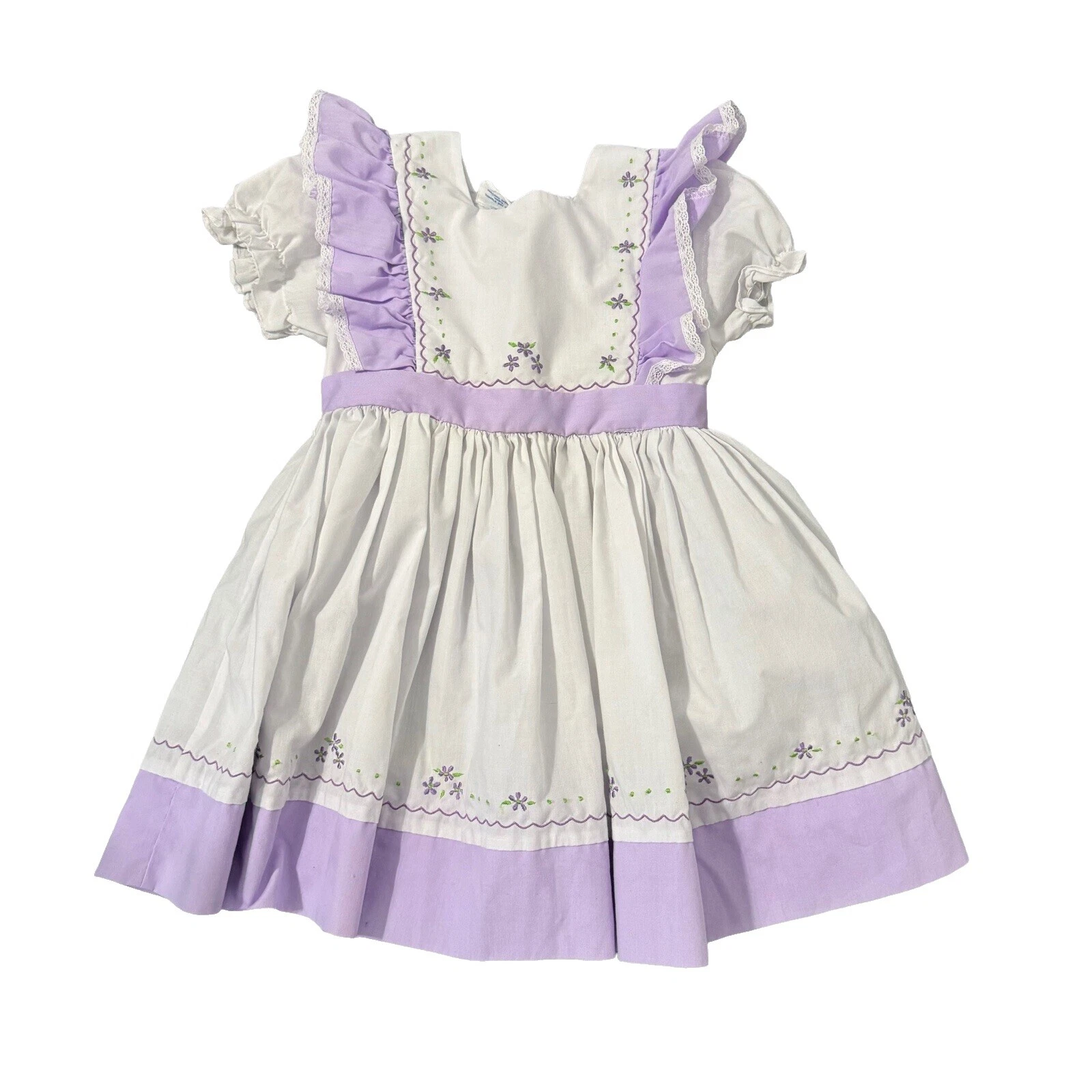 White 5 Size Vintage Dresses for Girls