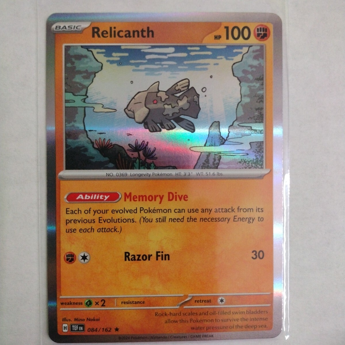 Relicanth 84/162  Pokemon Temporal Forces 2024  Holo Rare - Same Day Shipping!