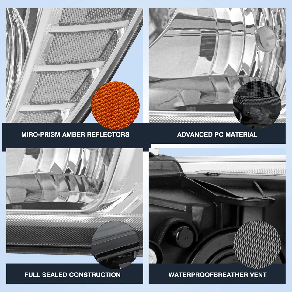 For 2009-2020 Dodge Journey Chrome Clear Headlights Pairs Left +Right side Foto 4 de 4