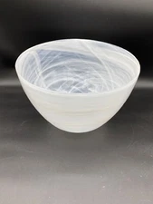 Artistic Accents White Iridescent Swirl Glass ExLarge Serving Bowl 12"