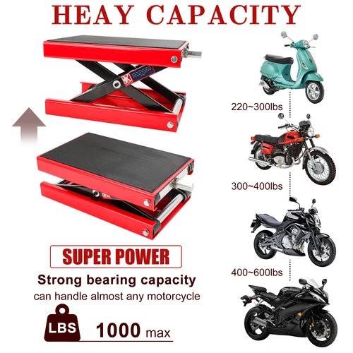 Motorcycle Center Scissor Lift Jack1100lbs/500kg, Motorbike Stand, Steel Repair - Picture 6 of 12