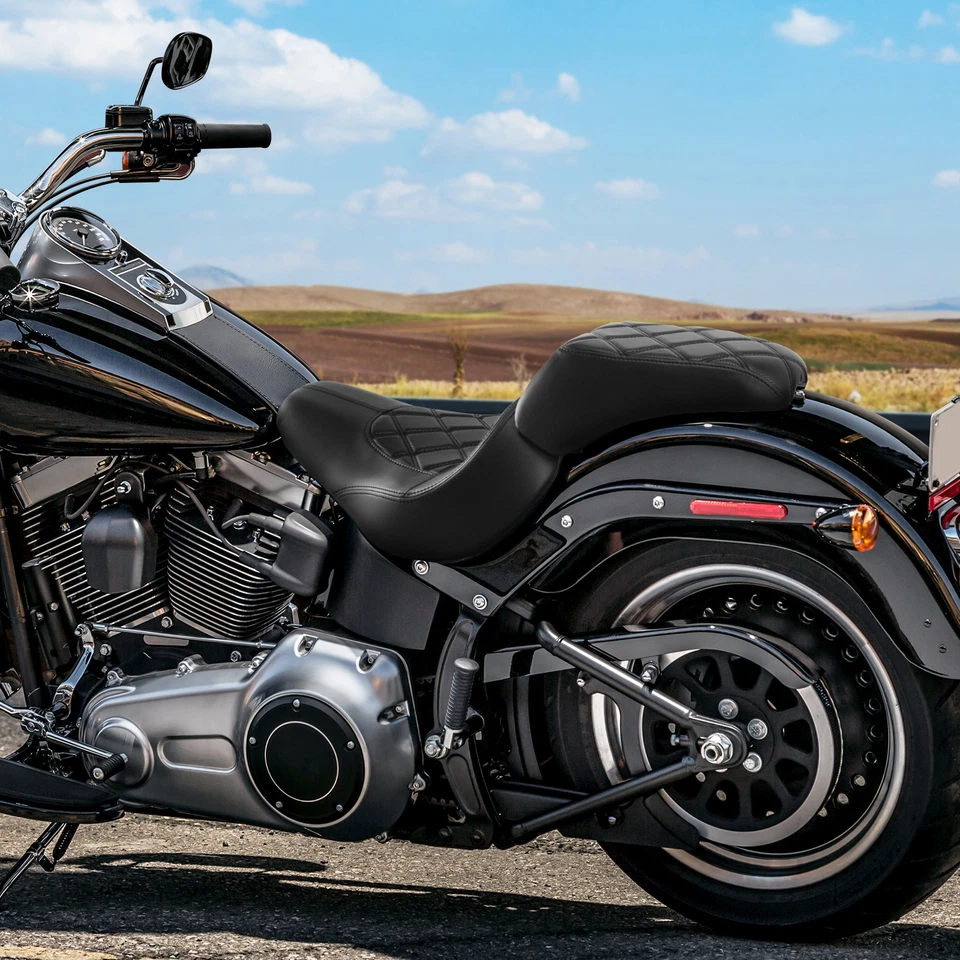 Asiento de conductor pasajero apto para Harley Softail Fatboy FLSTF 07-17 FXST FXSTB 06-15 Foto 4 de 4