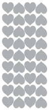 Metallic Silver Heart Hearts Stickers Sticker 1" DC20-090