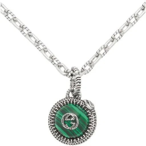 NEW 1 190 GUCCI GARDEN Malachite Sterling Silver Snake Logo