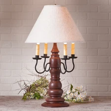 Bradford Wood Table Lamp with Ivory Linen Shade in 5 Color Choices by Irvin's