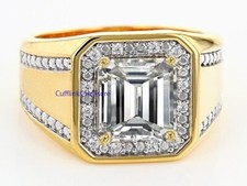 Natural White Topaz Gemstones with Gold Plated 925 Sterling Silver Ring 9996