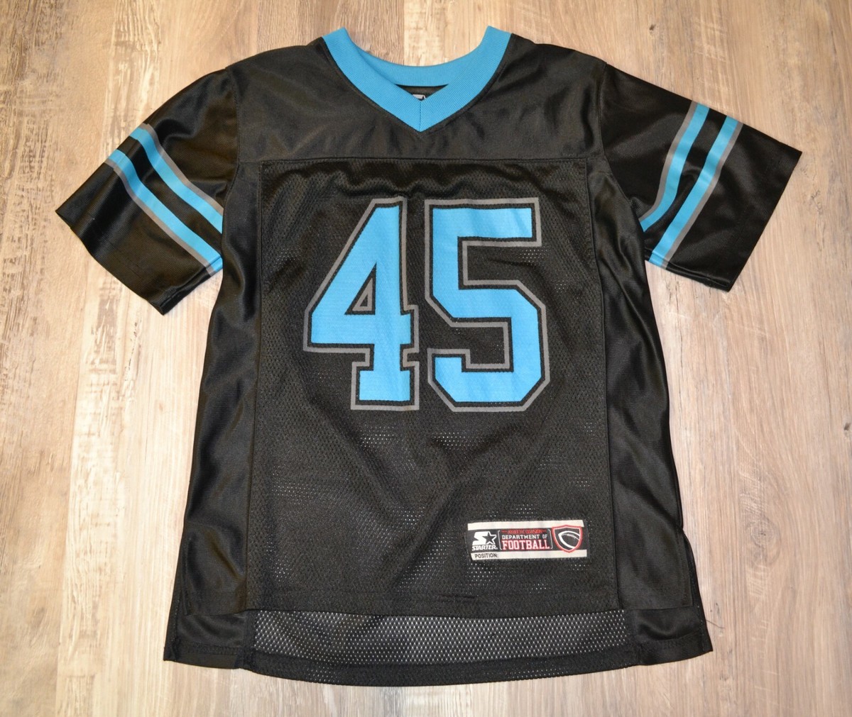 Boys Youth Starter Football Sports Jersey #45 Black Teal XL 14 - Main Image