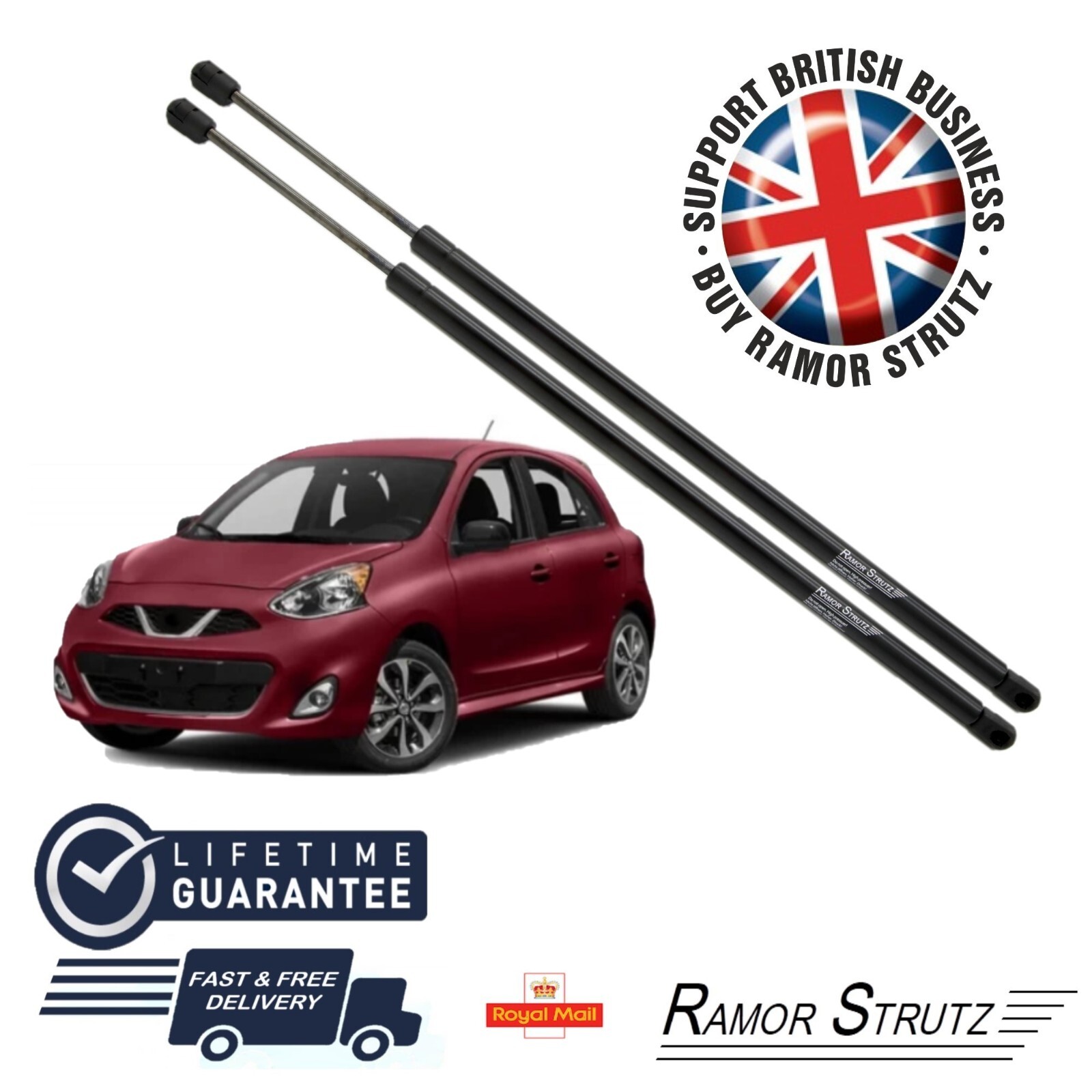 Ramor Strutz 2x Tailgate Gas Struts for a Nissan Micra Mk4 K13 2010-2016