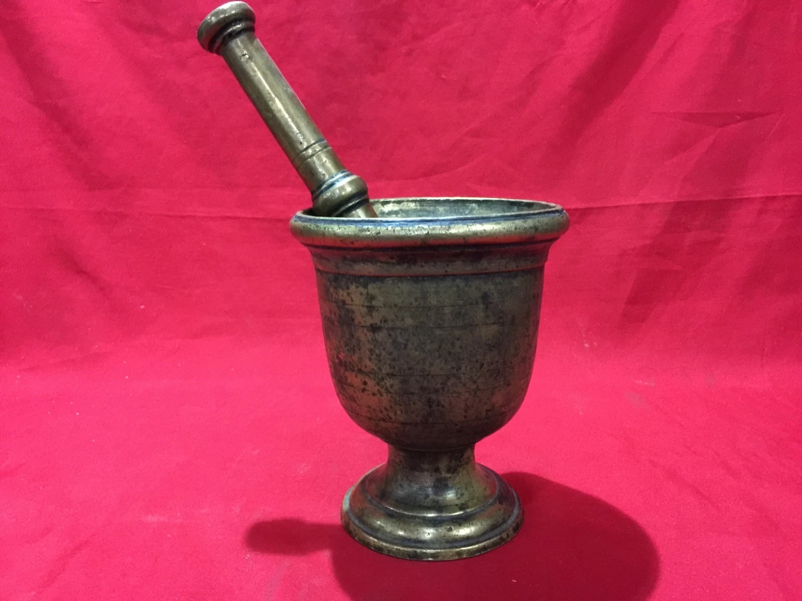 HUGE ANTIQUE SOLID BRONZE MORTAR & PESTLE APOTHECARY MEDICINE PHARMACY DRUG FOOD