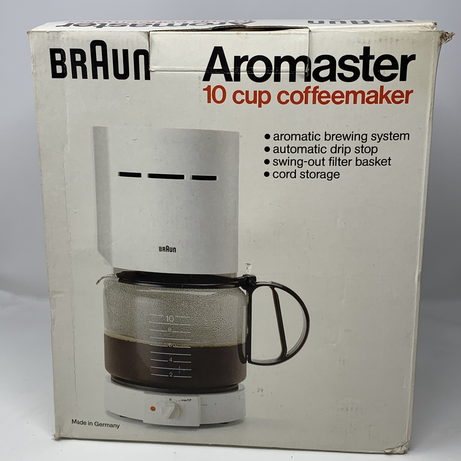 Braun Aromaster 10 Cup Coffee Maker KF400 White NEW In Box Excellent