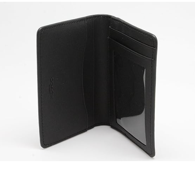 COACH Men ID Card Wallet In Signature Canvas QB/Charcoal COACH Men ID Card Wallet In Signature Canvas QB/Charcoal