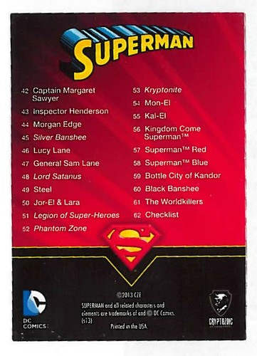 2013 Superman card set #1-62 complete NM/M - Picture 8 of 8