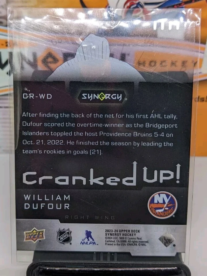 William Dufour 2023-24 UPPER DECK SYNERGY CRANKED UP #/399 BLUE Islanders 💎💎💎 - Image 2 of 2