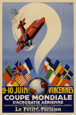 Poster Fête Aérienne 1934 Vincennes - Affiche Vintage HQ 60x80cm, Reproduction Neuve, Papier Haute Qualité
