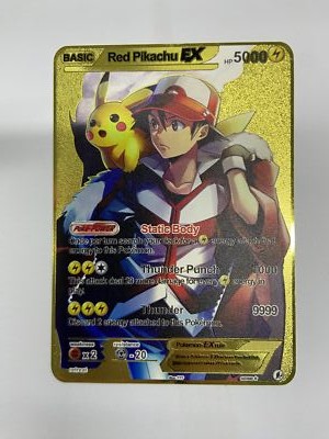 Red Pikachu EX HP5000 Gold Metal Pokémon Card-Collectible Gift