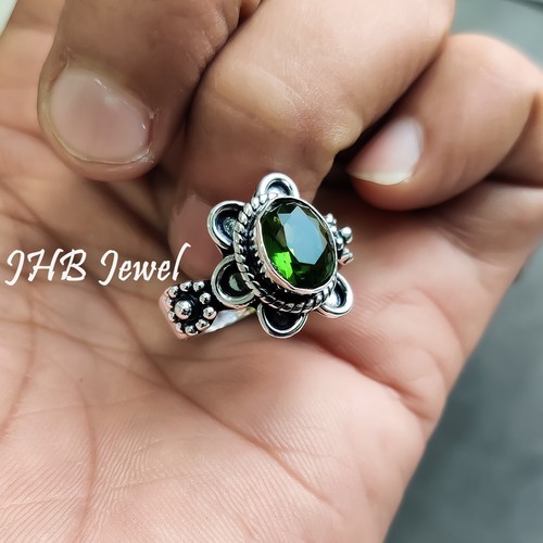 Faceted Peridot Gemstone 925 Sterling Silver Artisan Ring Daily Wear Jewelry - 第 1/7 張圖片