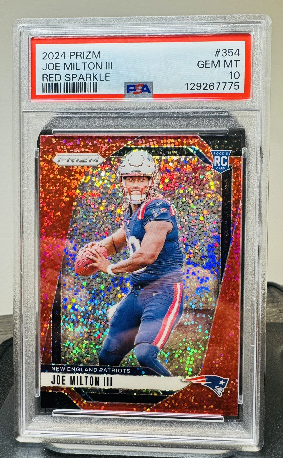2024 Panini Prizm Joe Milton III Red Sparkle Prizm RC SSP #354 Patriots POP 2!!!