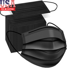 100 PCS Disposable Face Masks, Black Disposable Masks, 3 Ply Protection Face Mas