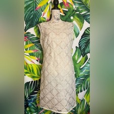 Adrianna Papell 8 Ivory Cream Geometric Sheath Bridal Summer Spring Boho Dress