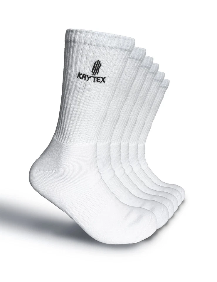 Sportsocken Tennissocken Crew Socken Gymsocken Herren Weiß Krytex® 6 Paar - Bild 1 von 1