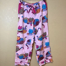 Nick & Nora Calico Cats Pink Lounge Pants Pajama - Size Medium, 100% cotton