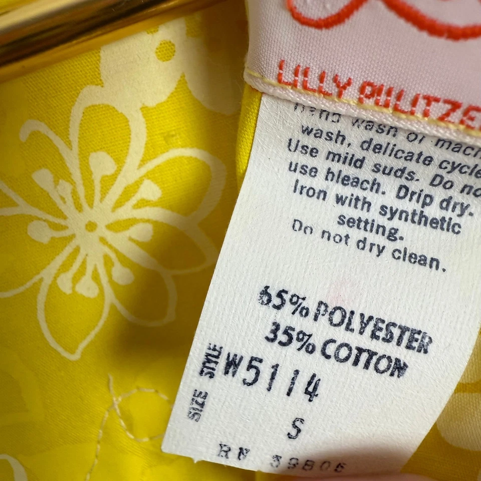 Vintage 60s 'The Lilly' Lilly Pulitzer Yellow Floral Gown Floral Lace Trim Dress - Image 4 of 4