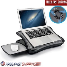 Ergonomic Laptop Stand Adjustable Angles Cooling Fan Mouse Pad Cushion New