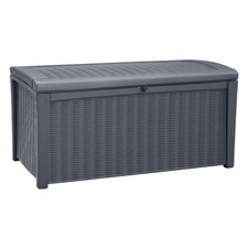 KETER OUTDOOR STORAGE DECK BOX, 110 GALLON WATERPROOF PATIO BIN, BORNEO - GRAY