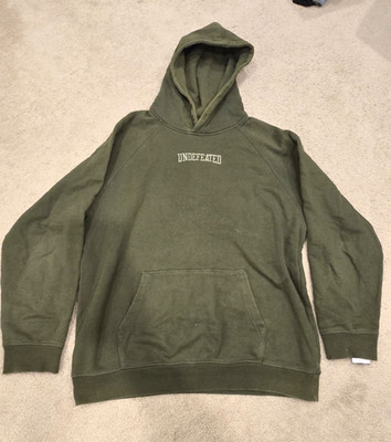 Undefeated Olive Green Pullover Hoodie Mens XL Small Logo Streetwear