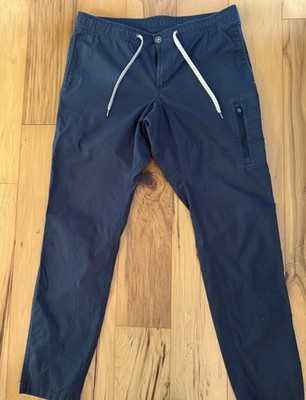Vuori Ripstop Climber Pant Mens Large Blue Gray V412 Organic Cotton Drawstring
