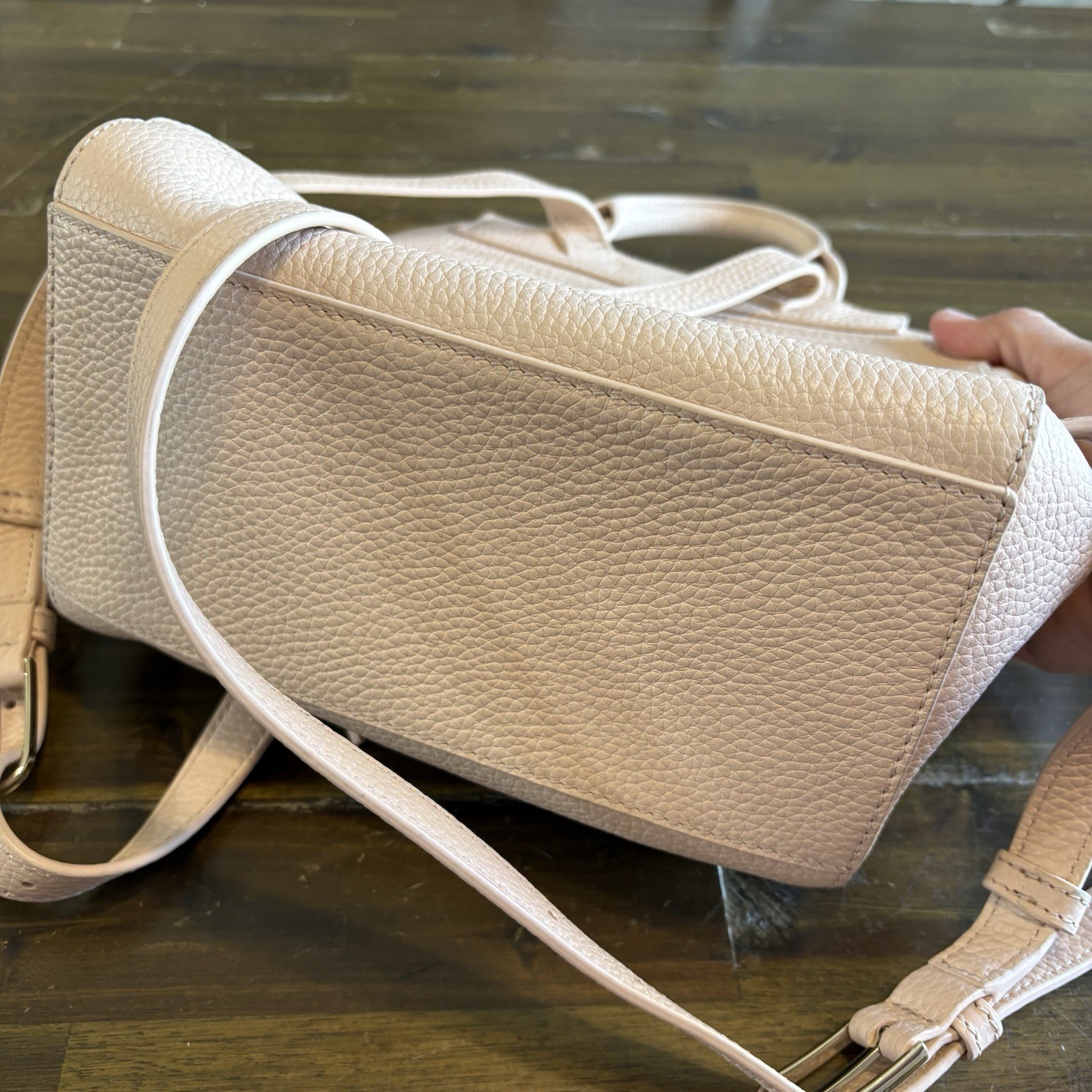 Tory Burch Thea Mini Backpack Fringe Tassel Lightweight Pink Blush Leather Logo thumbnail 10