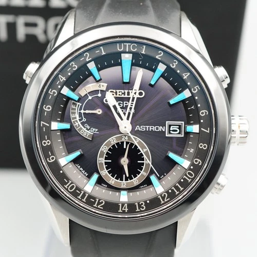 *N MINT Box & Paper* SEIKO ASTRON 7X52-0AB0 Solar Black Round 47mm Mens Watch